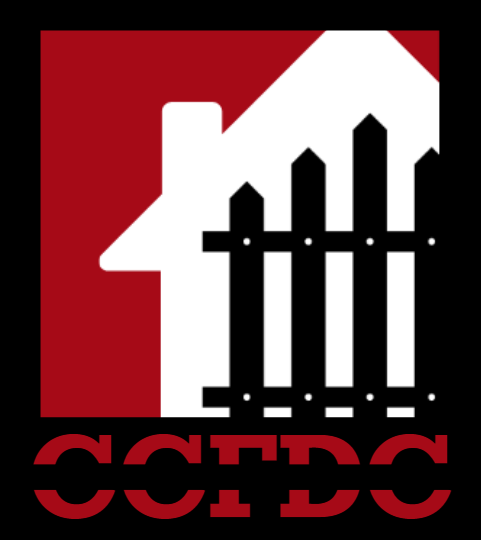 A CCFDC logo with a house and a fence