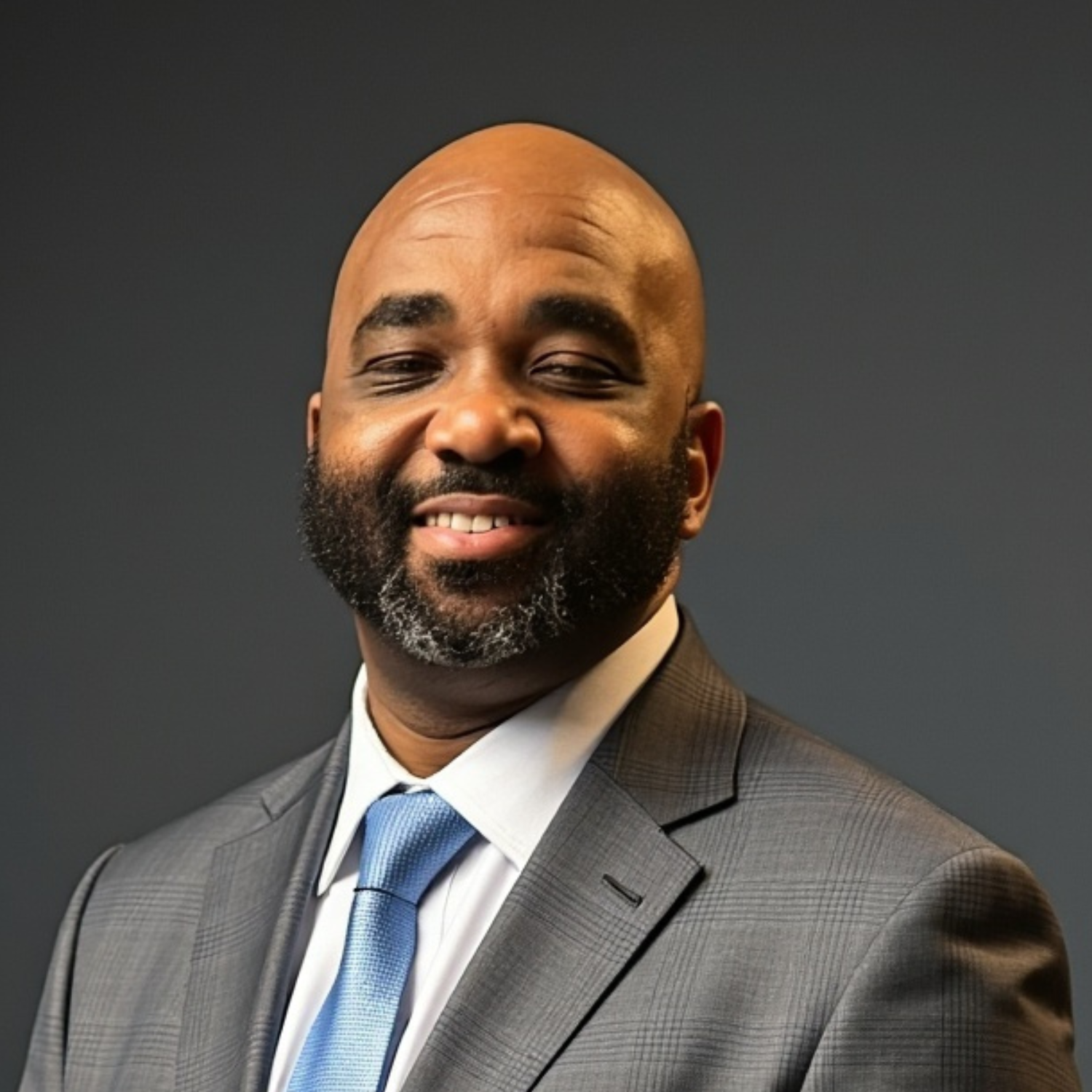 A man with a beard is wearing a suit and tie.