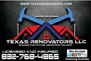 a logo for a construction company with two hammers crossed over a house .
