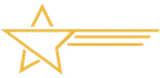 Gold star with three horizontal lines extending to the right.