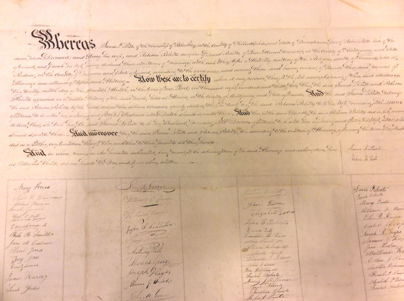 Merion Friends Meeting Burial Record, Bowman Family 1832