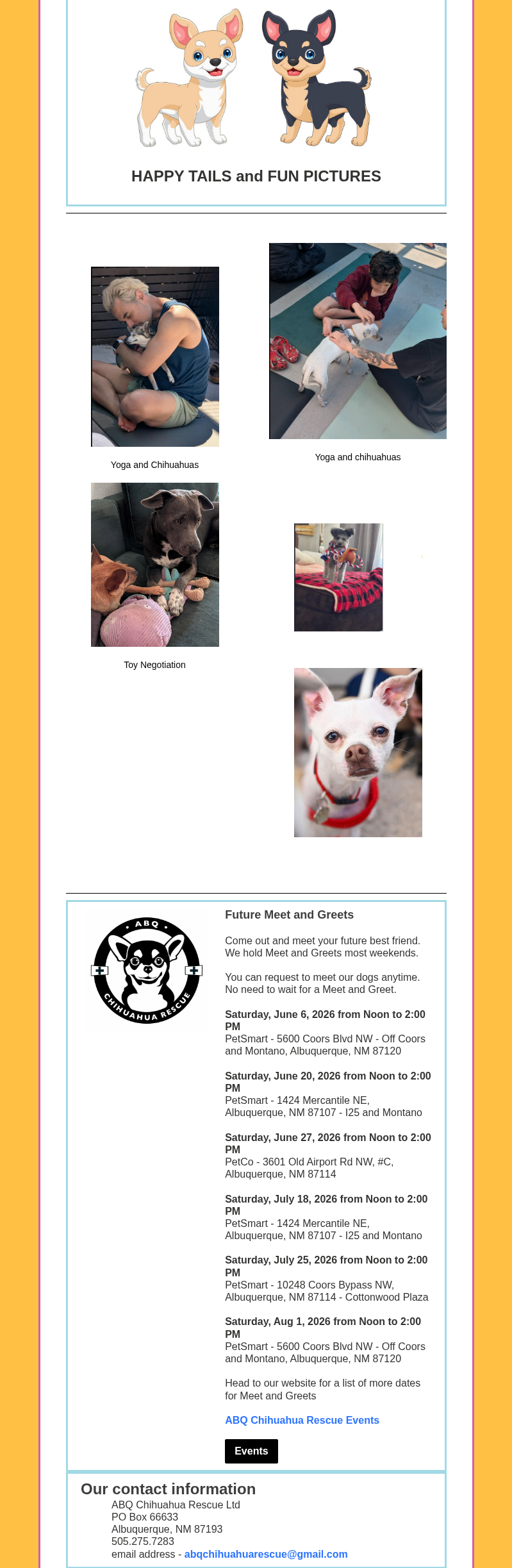 White poster with dog photos, Japanese text, a paw logo, and a cartoon of two dogs at the top.