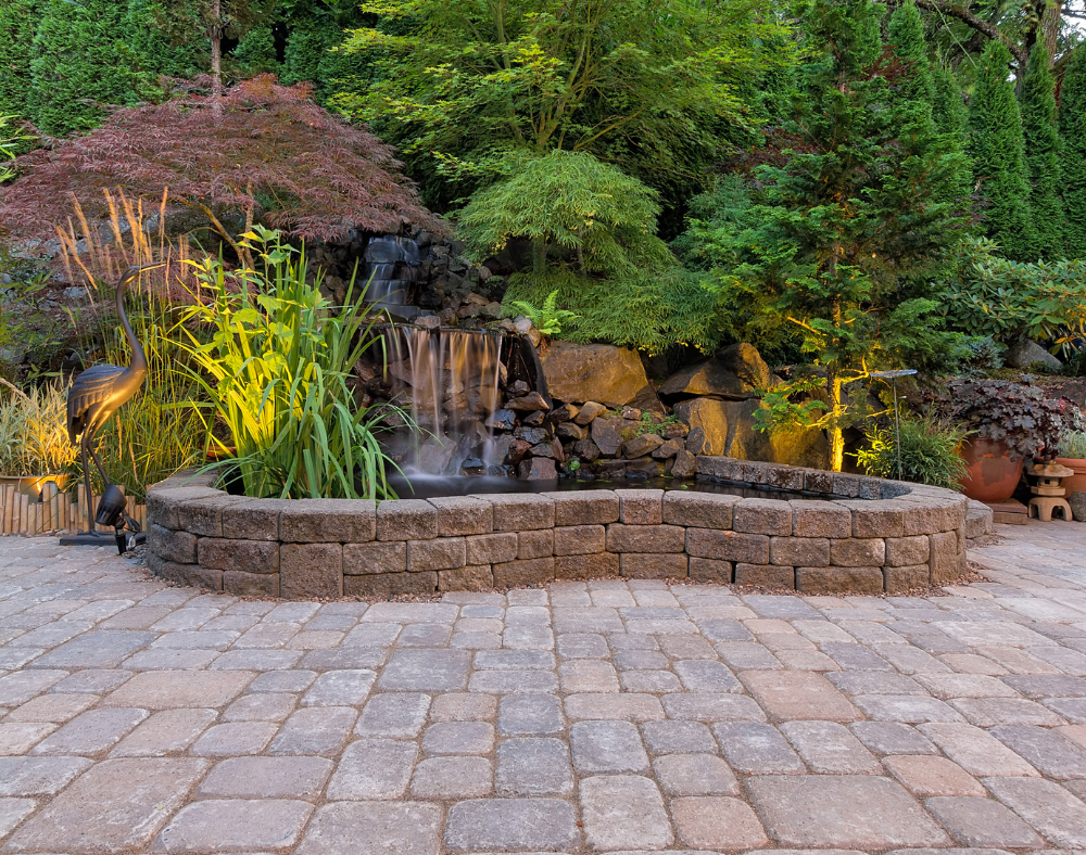 Stamped concrete patio with elegant stone pattern in Dublin, CA