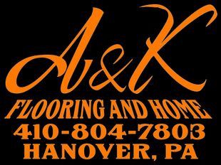 A logo for a & k flooring and home in hanover pa