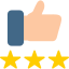 thumbs up and 3 stars rating icon