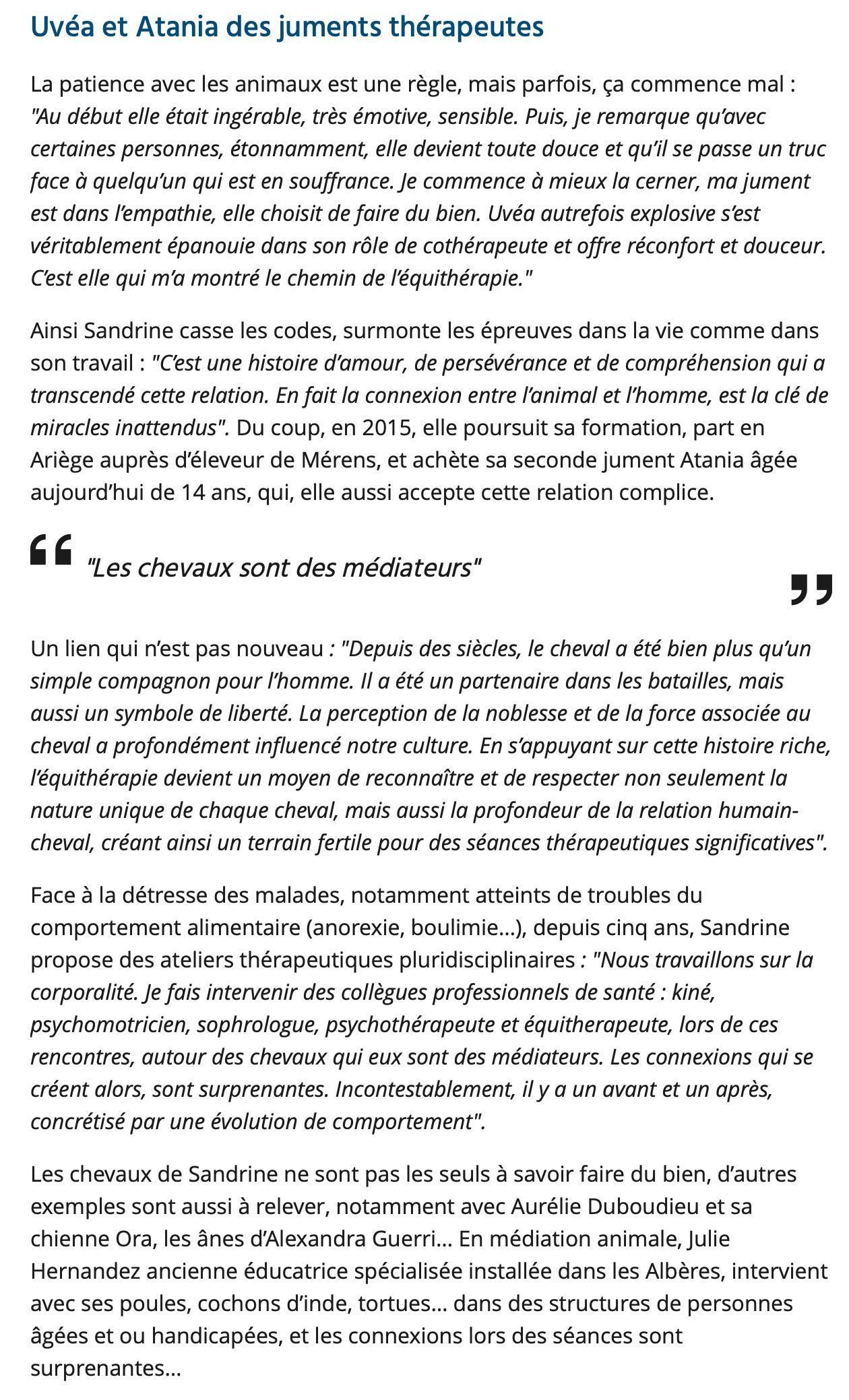 Document texte, texte noir sur fond blanc ; un article écrit avec des paragraphes et des citations.