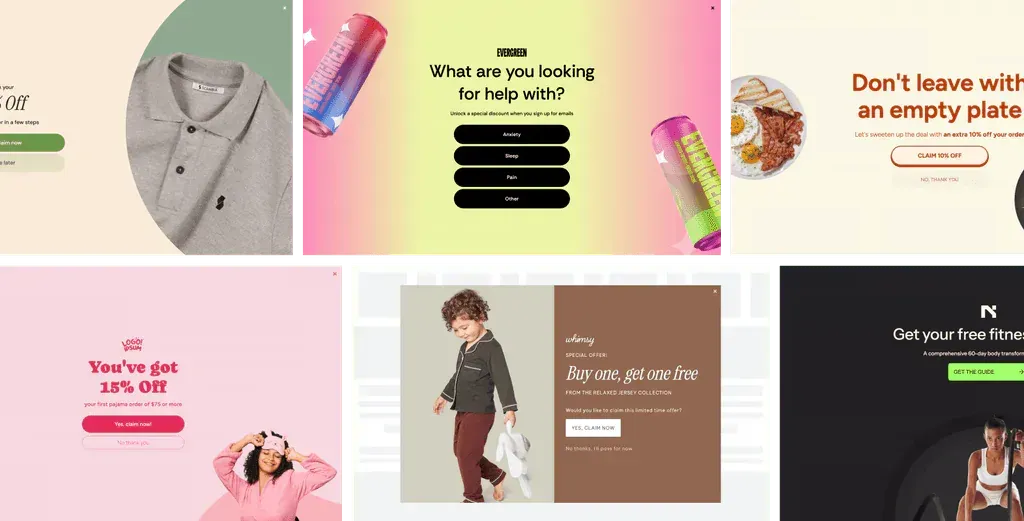 A collage of images of children 's clothing and food.