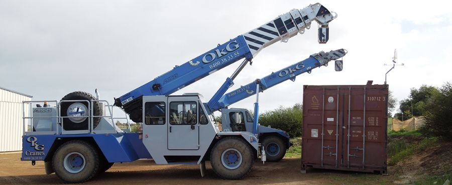 Two lifting cranes available for crane hire in Geraldton