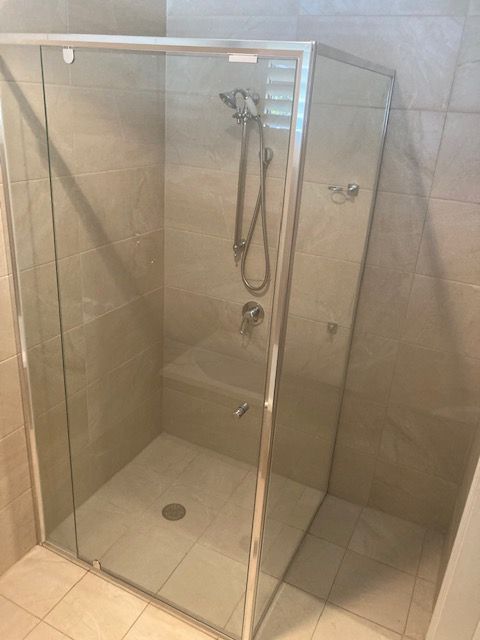 Semi Frameless Pivoting Shower Screen 13 — Patterson Glass Works in Kempsey, NSW