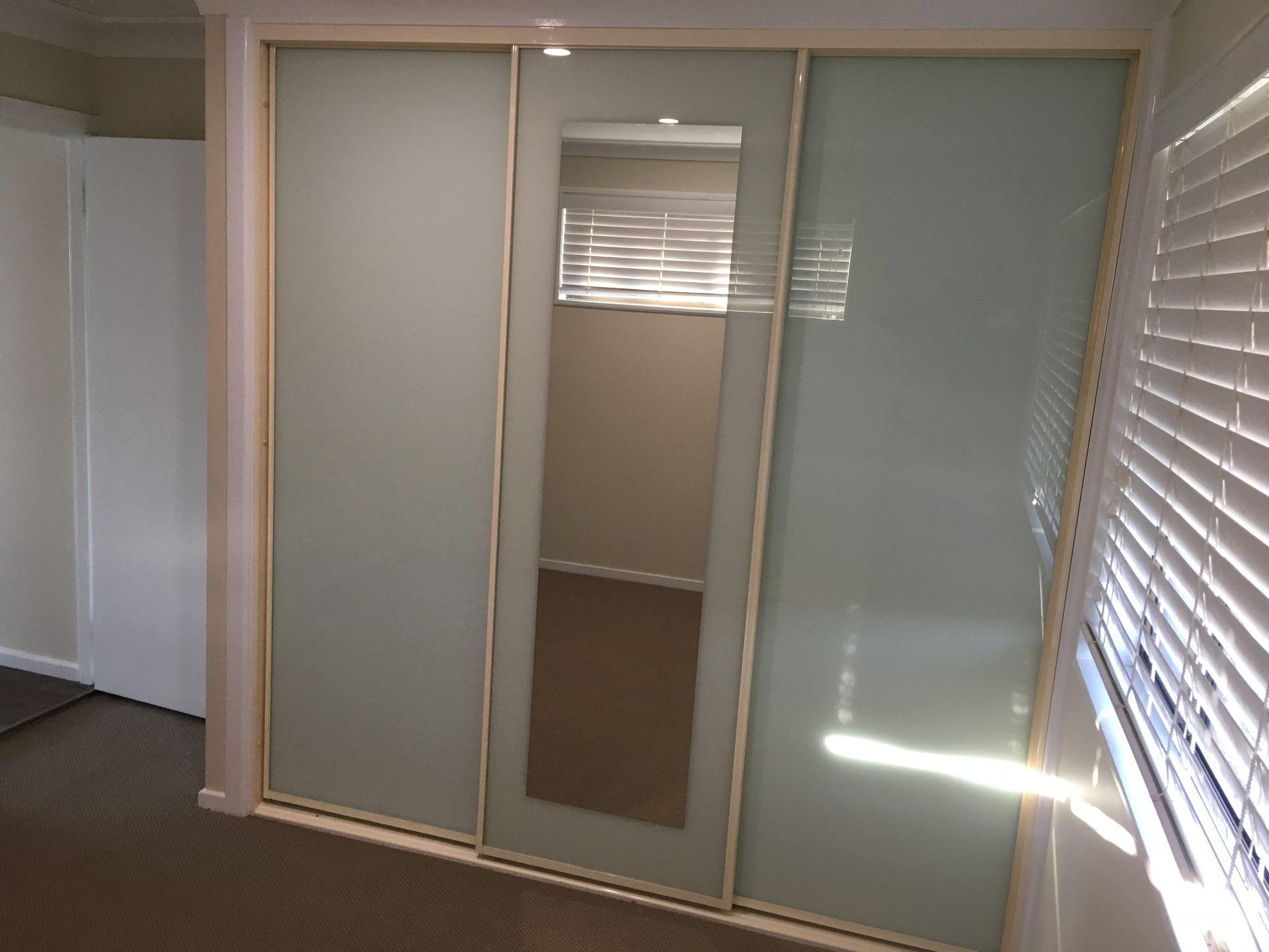 Frosted Robe doors— Patterson Glass Works in Kempsey, NSW