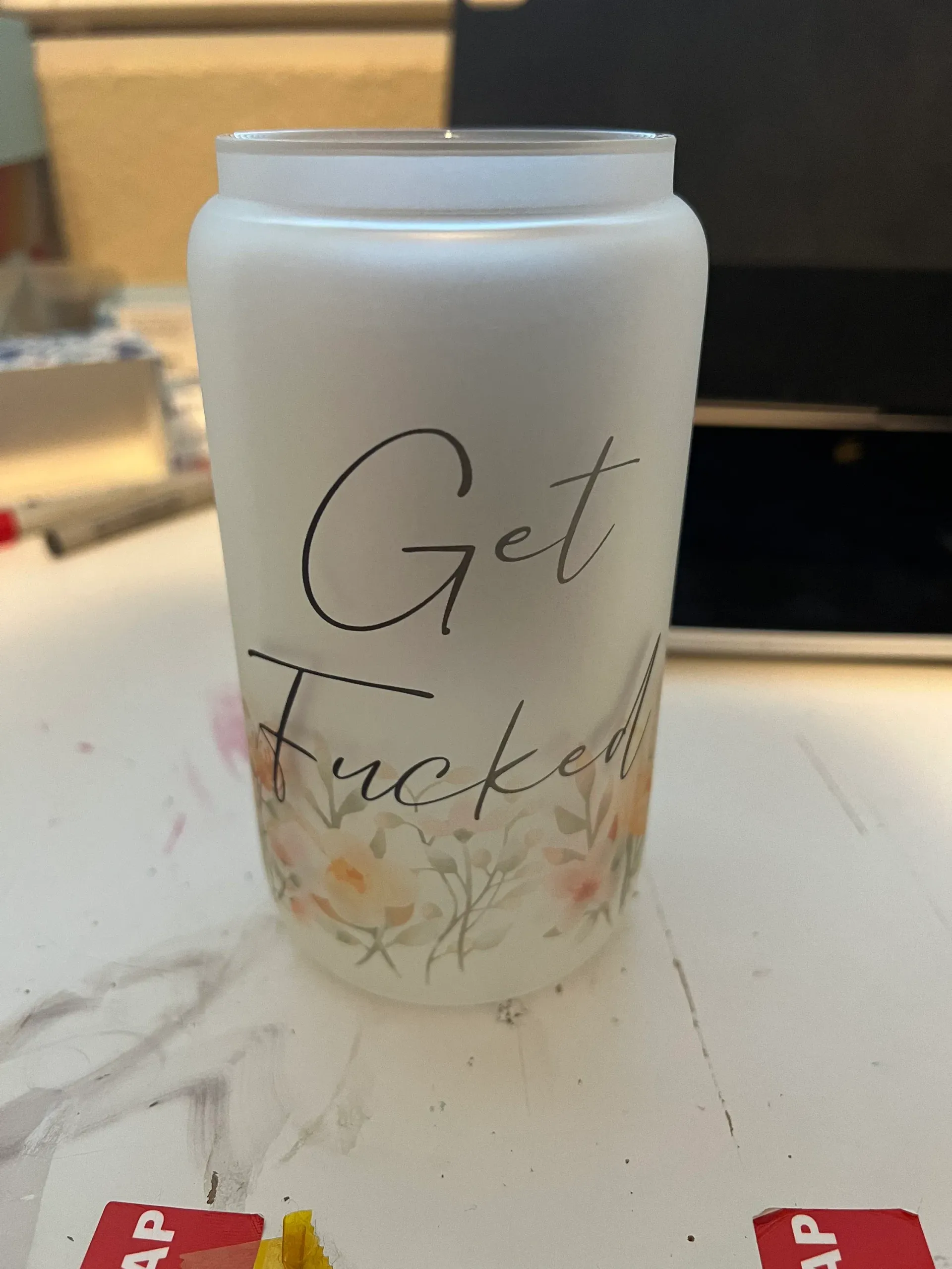 Get Fucked Glass Can Cup