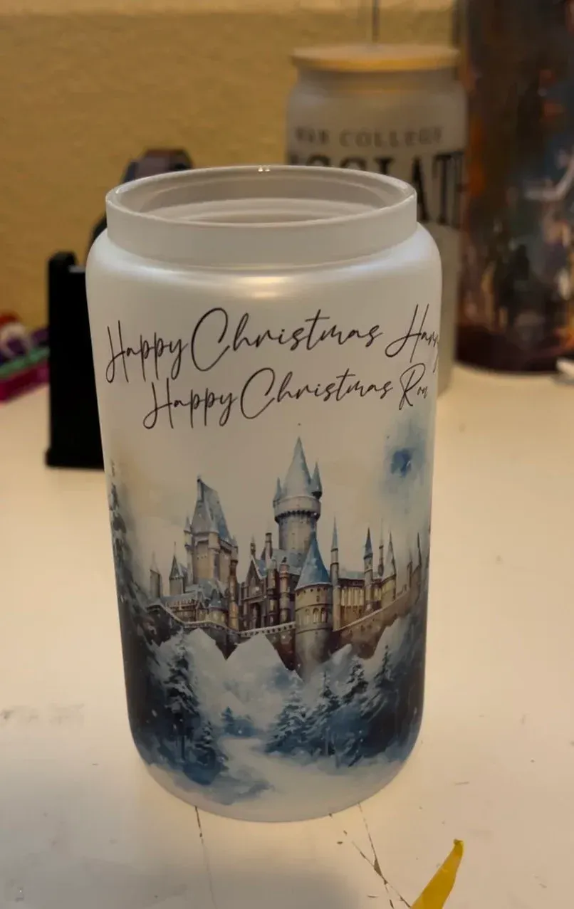 Happy Christmas Harry Potter Glass Can