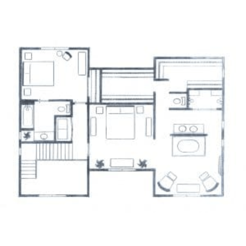 A black and white floor plan of a house.