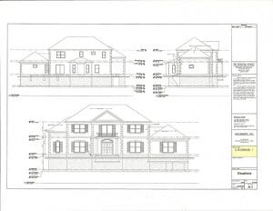 A black and white drawing of a house on a white background