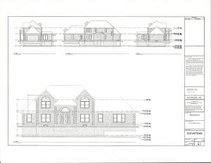 A black and white drawing of a house with a lot of windows