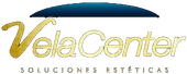 Un logotipo de Vela Center sobre un fondo negro