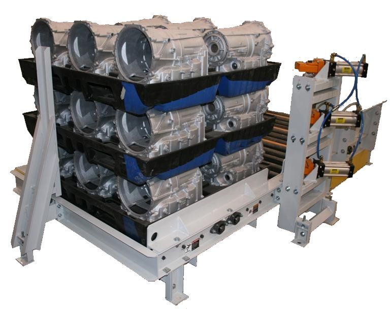 A machine with a bunch of cans stacked on top of each other