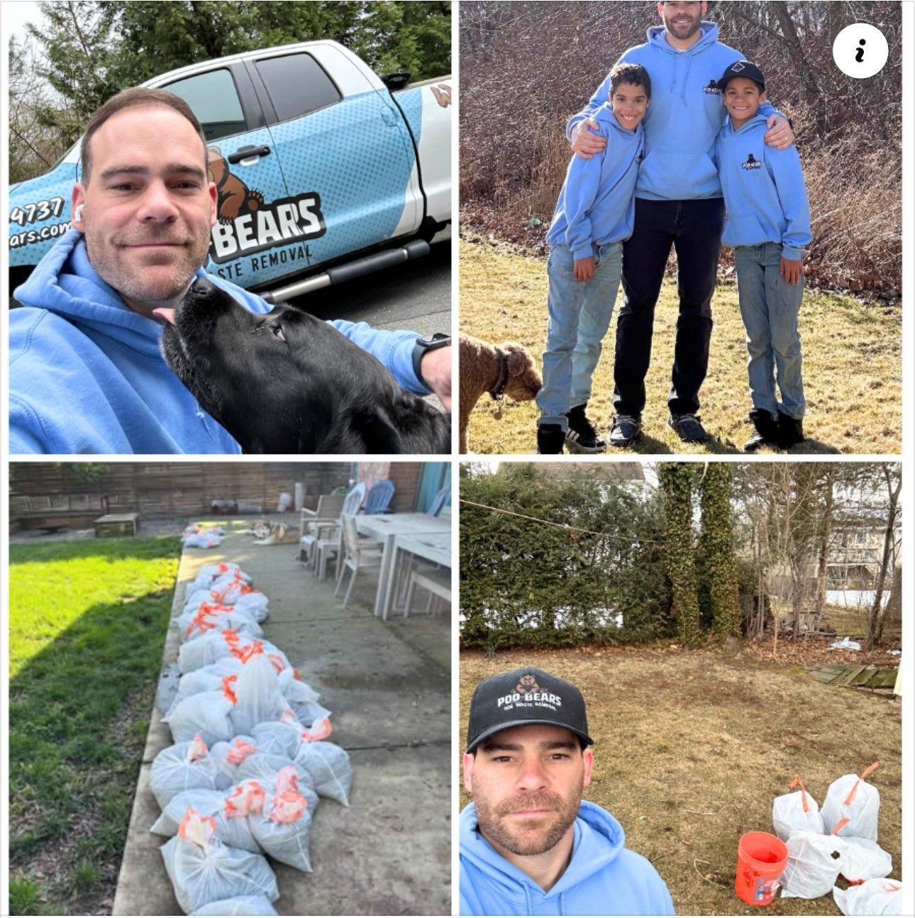 Two girls are sitting in the grass with their dogs