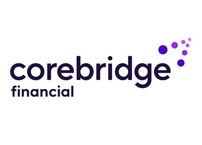 The corebridge financial logo is purple and black on a white background.