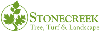 Logo of Stonecreek Tree, Turf & Landscape; a green circle with a stylized leaf design and green text.