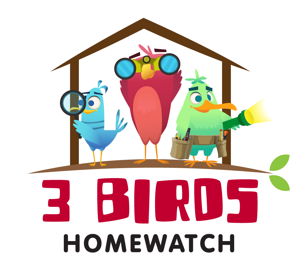 A logo for a company called 3 birds homewatch
