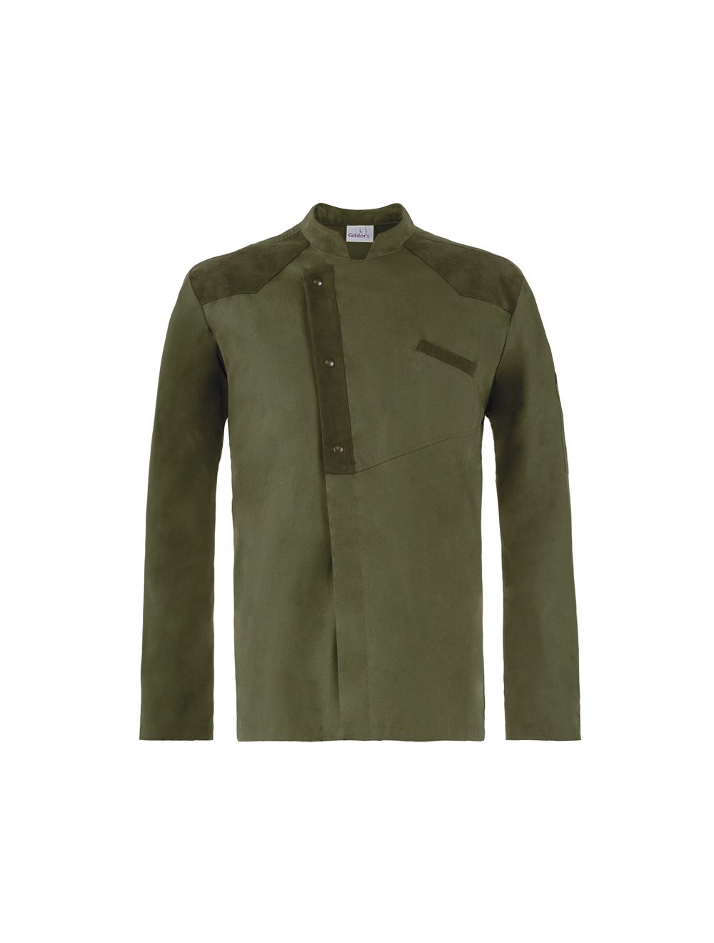 Une chemise verte à manches longues et boutons sur le devant