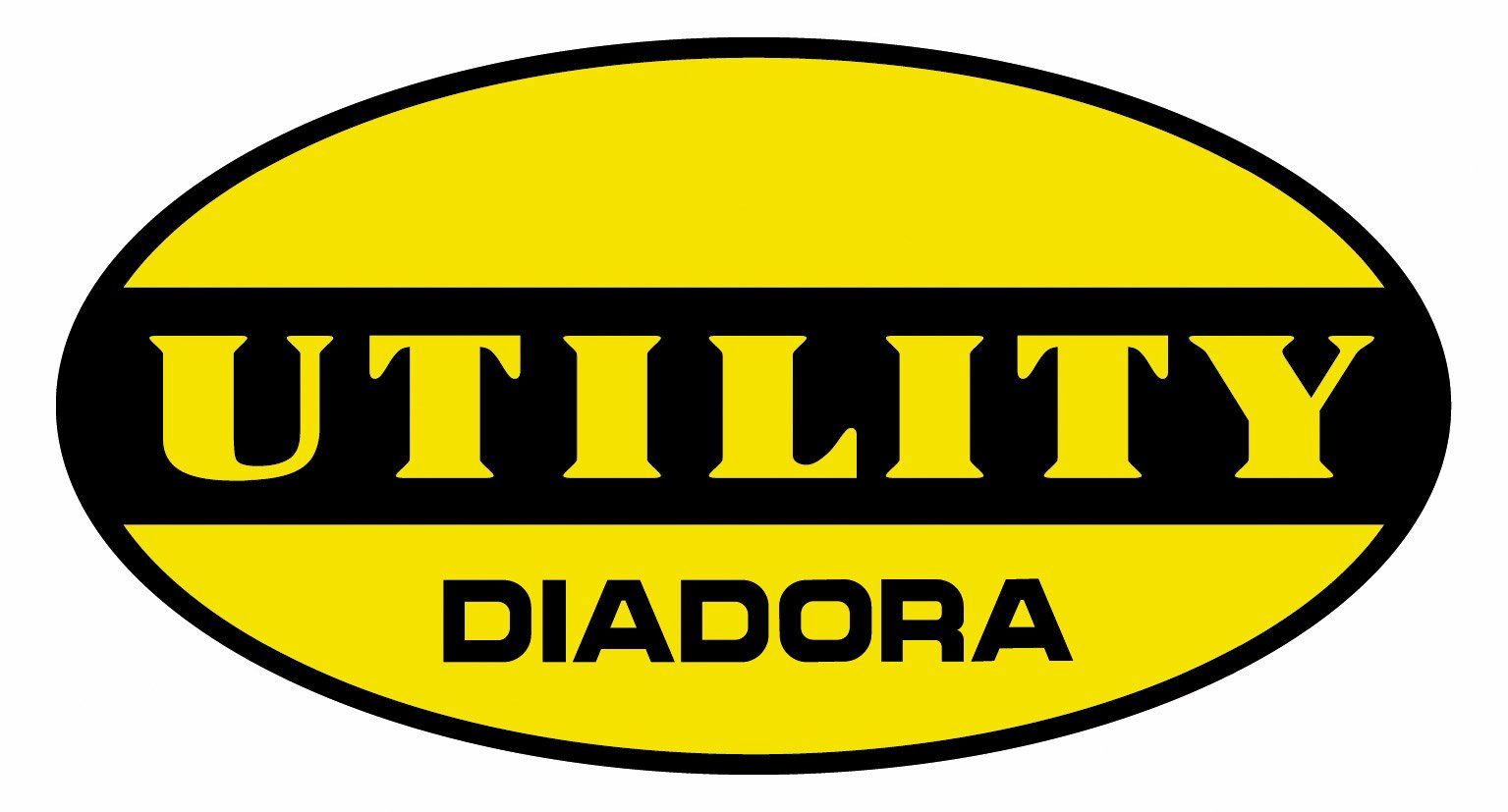 Un logo utilitaire diadora jaune et noir sur fond blanc.