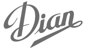 Un logo noir et blanc pour dian sur fond blanc