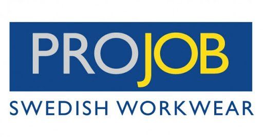 Le logo de projob swedish workwear est bleu et jaune.