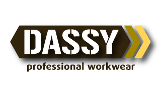 Un logo pour les vêtements de travail professionnels Dassy sur fond blanc