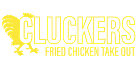 Cluckers Fried Chicken Take Out Logo in yello