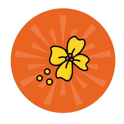 Icon of a mustard flower and seed