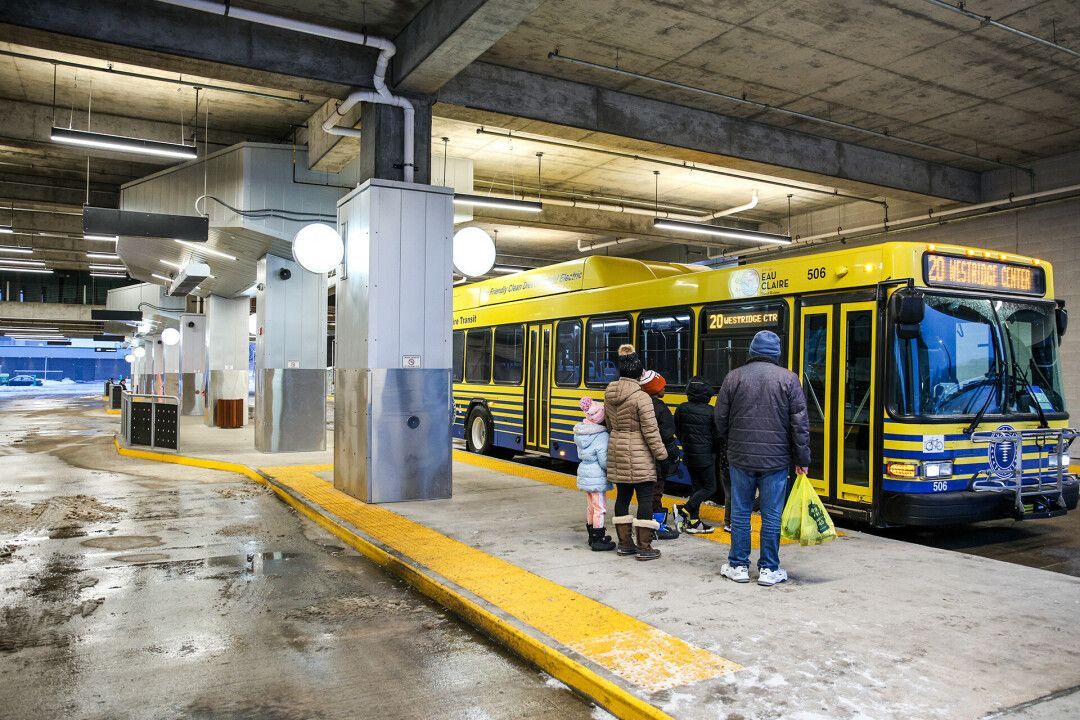 City of Eau Claire bus at transit center
