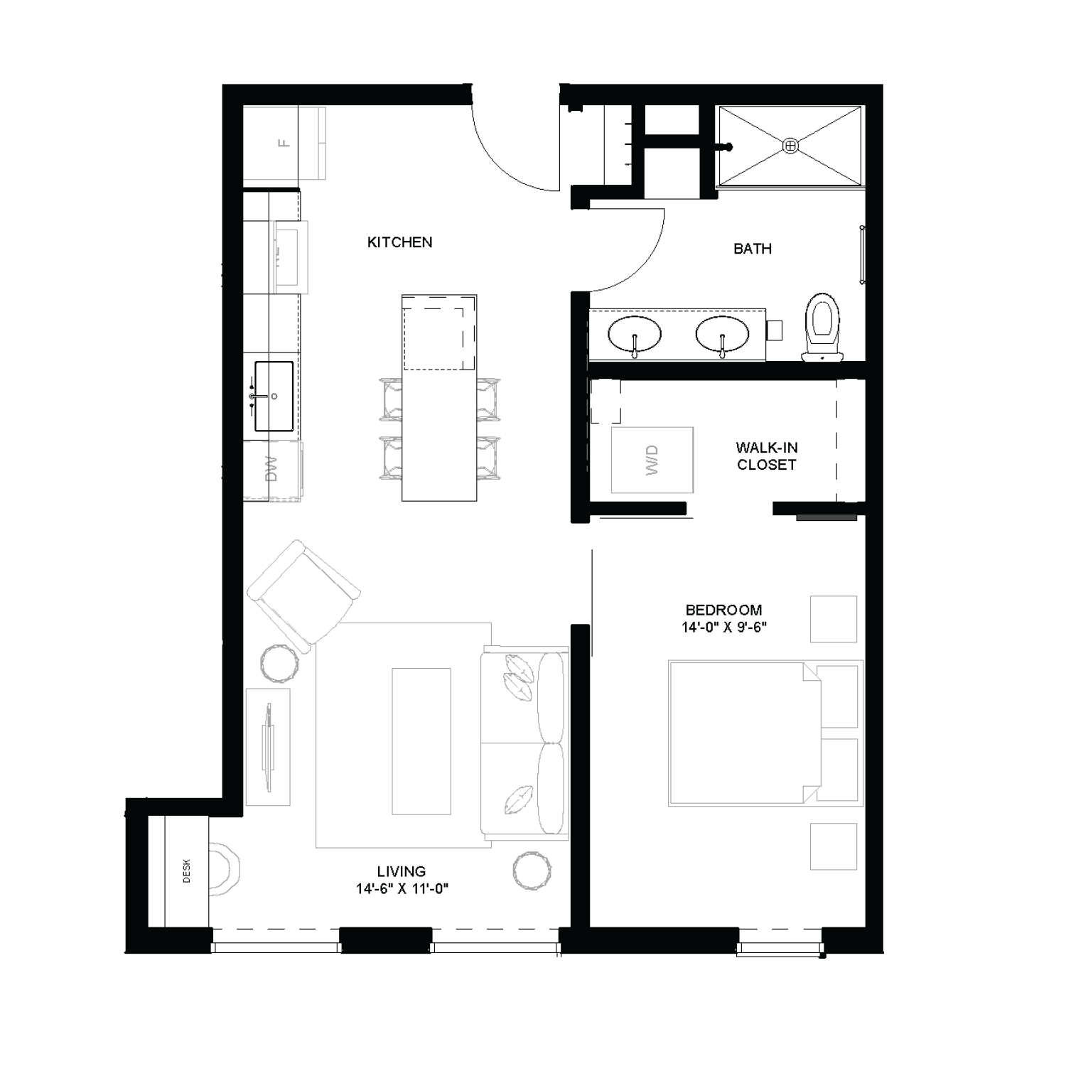 1 bed floorplan - A4