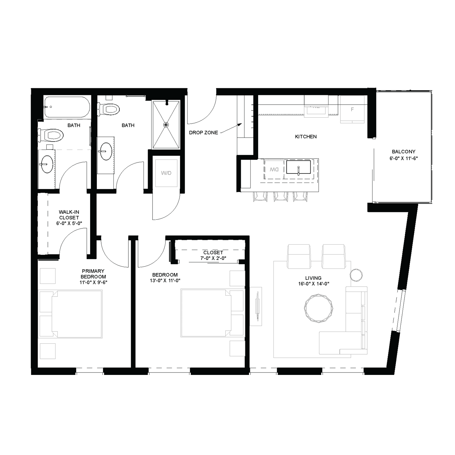 2 bed floorplan - B2