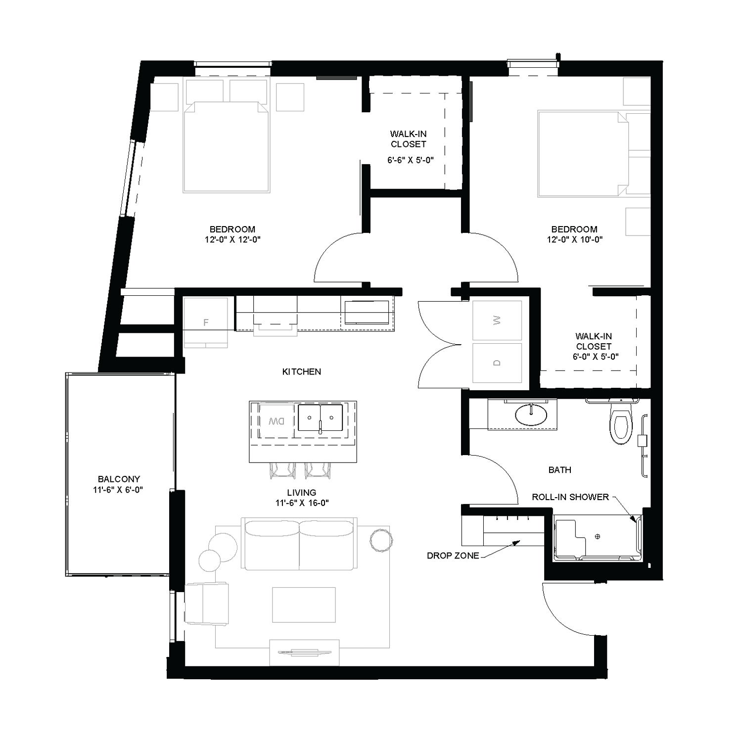 2 bed floorplan - B3