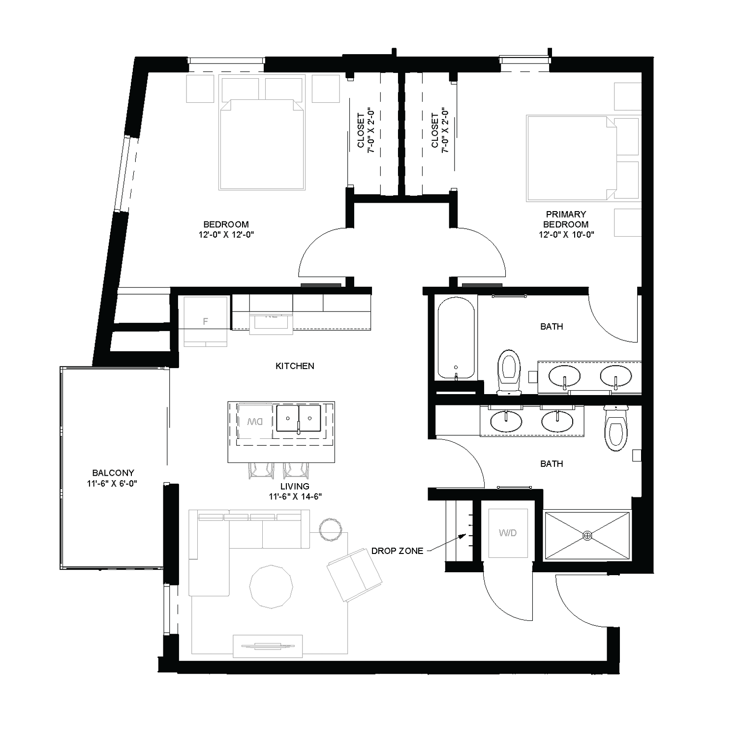 2 bed floorplan - B4