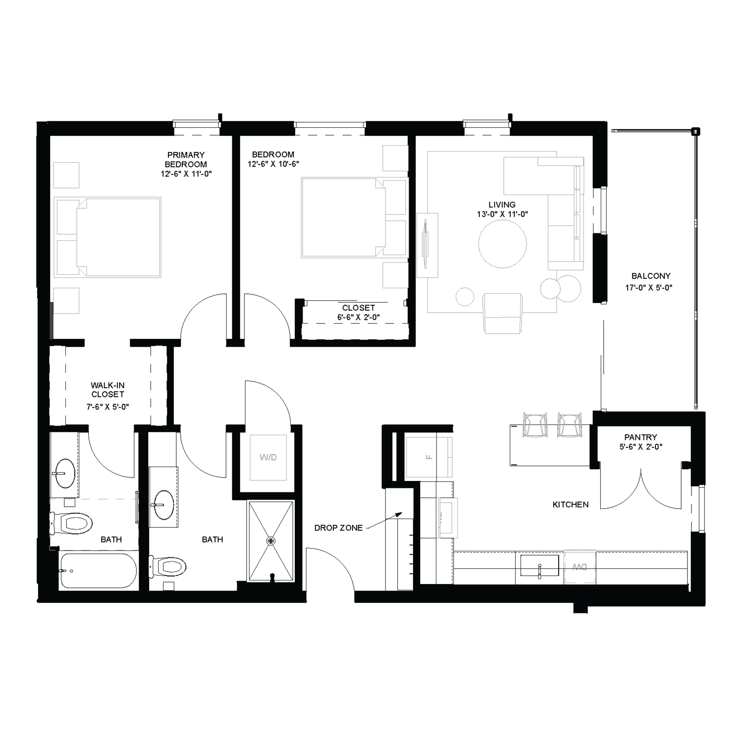 2 bed floorplan - B5