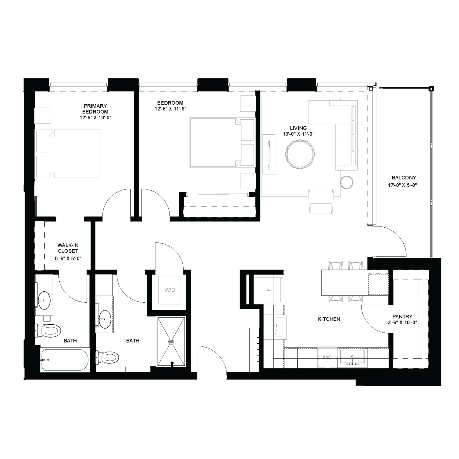 2 bed floorplan - B6