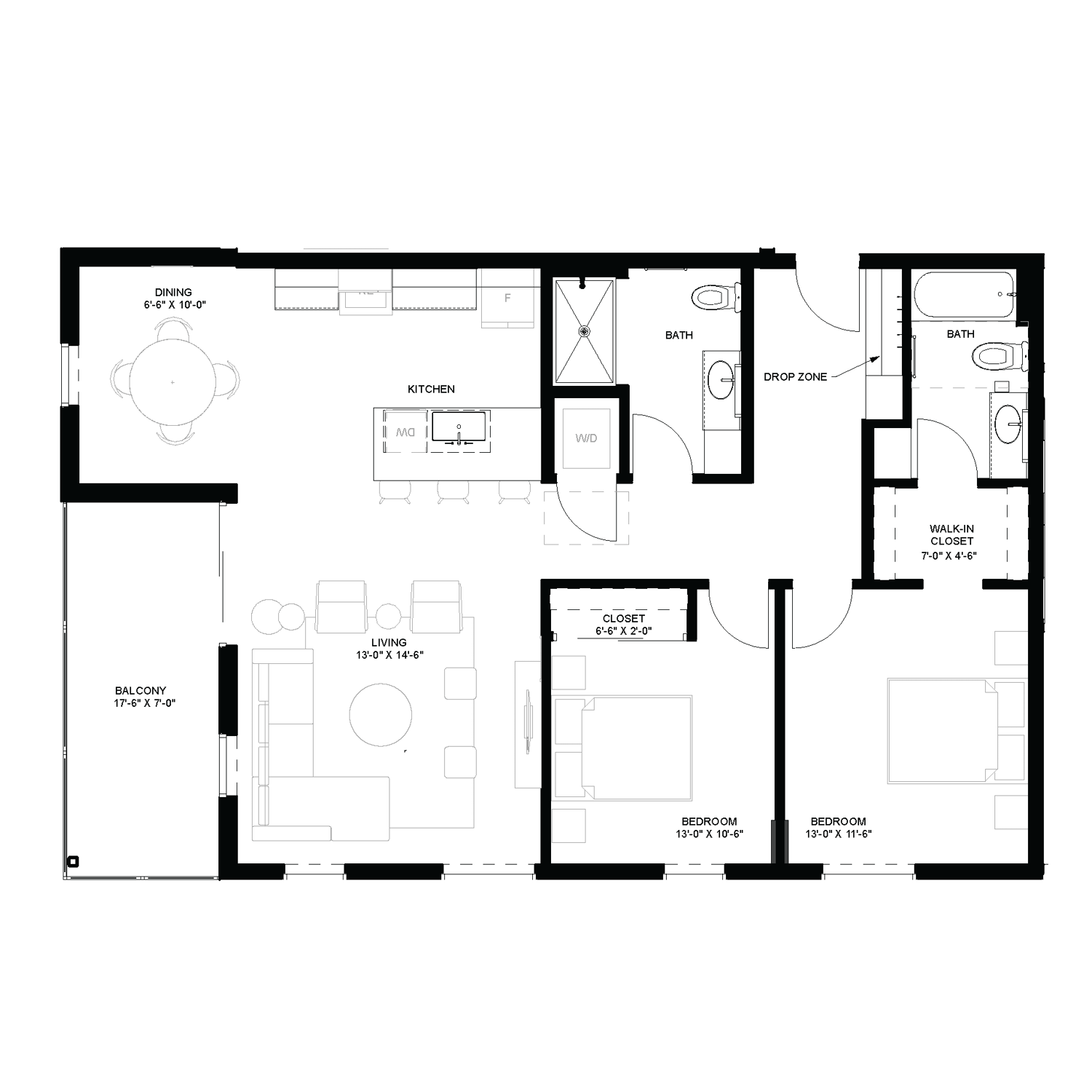 2 bed floorplan - B8