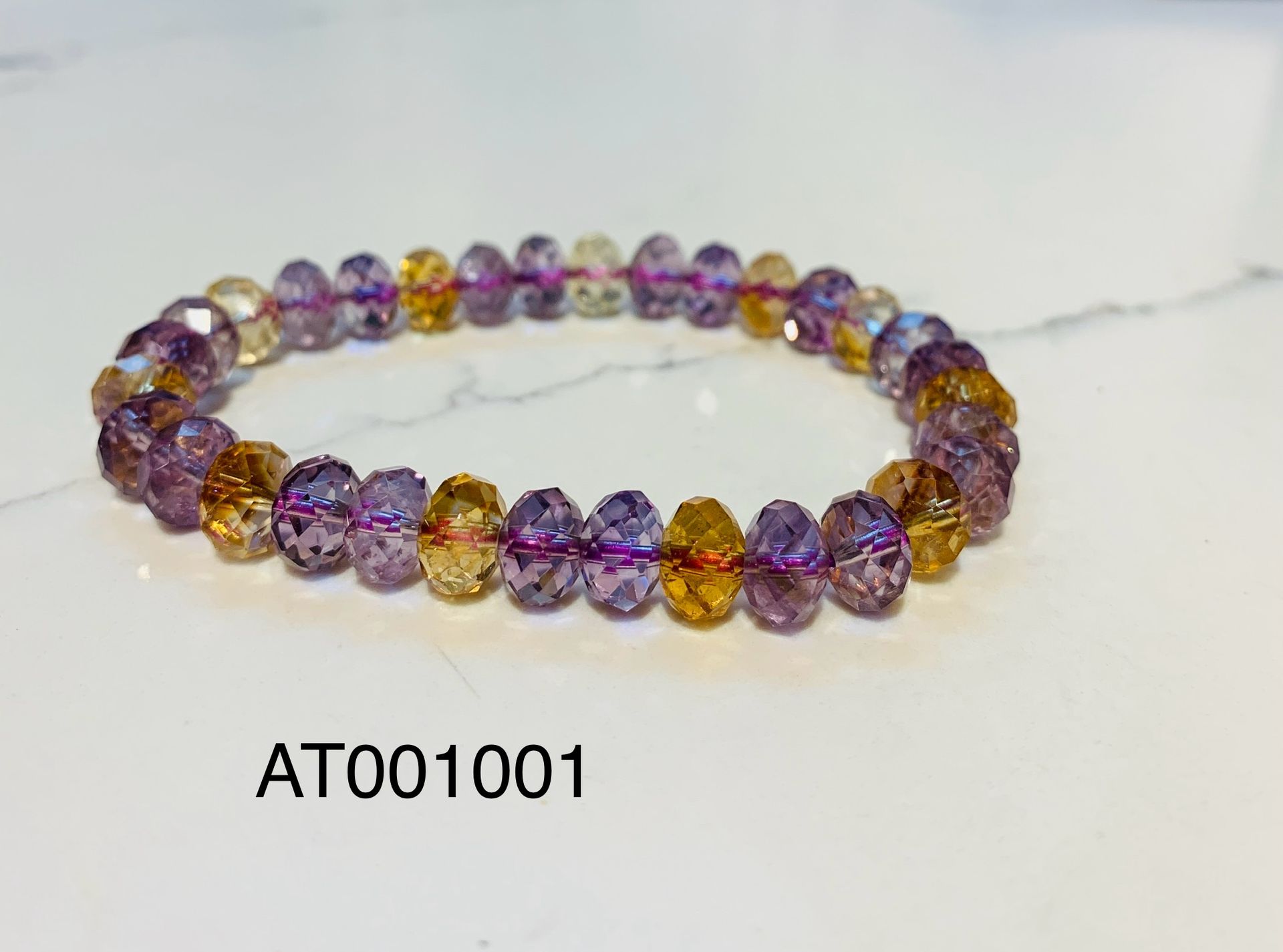 紫水晶黃水晶切面手串