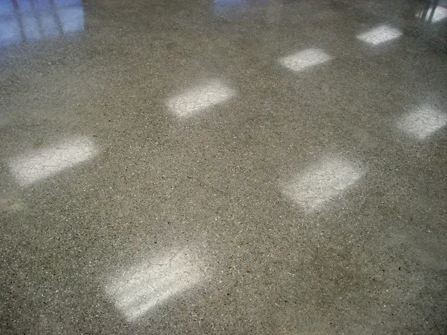 Shiny concrete floor of a restaurant