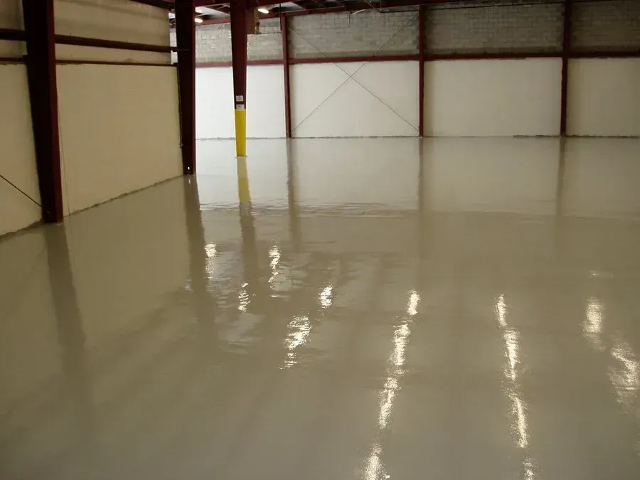 Shiny flooring of empty warehouse