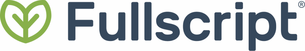 Fullscript logo with green leaf icon and blue-gray text