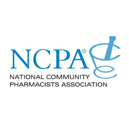 NCPA logo with blue letters and pharmacy symbol, reading National Community Pharmacists Association