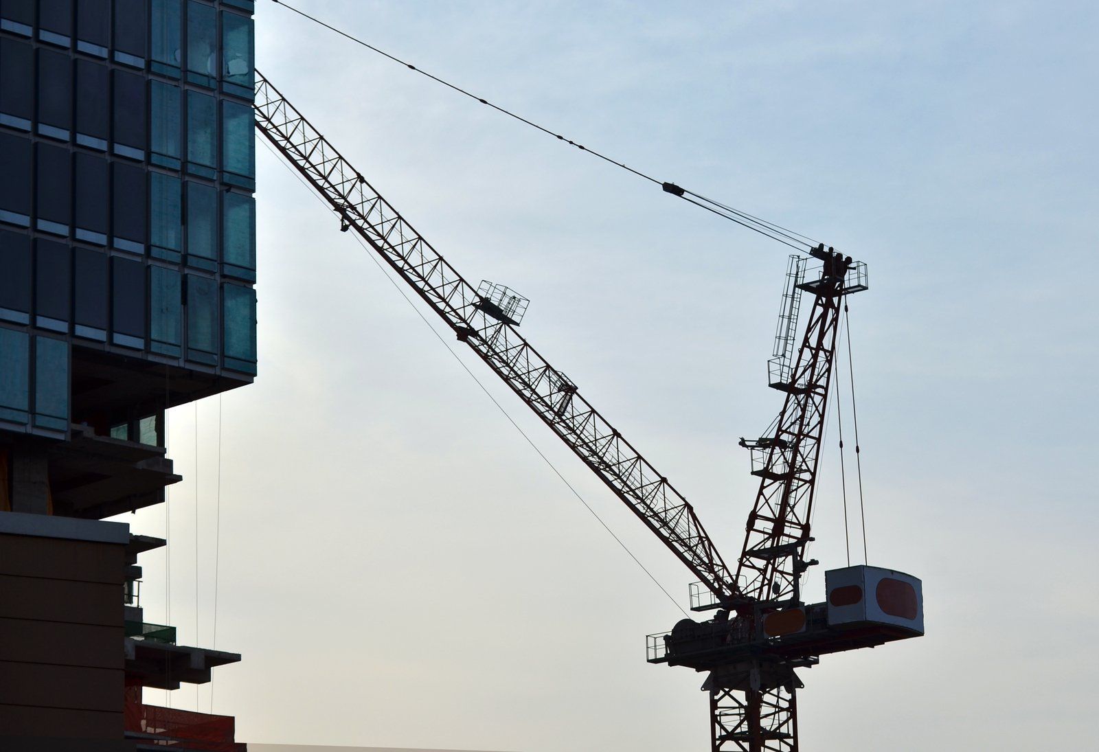 a mobile crane on a building