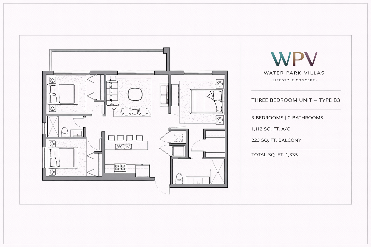 three bedroom floor plan