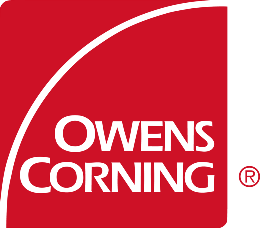 the logo for owens corning is red and white