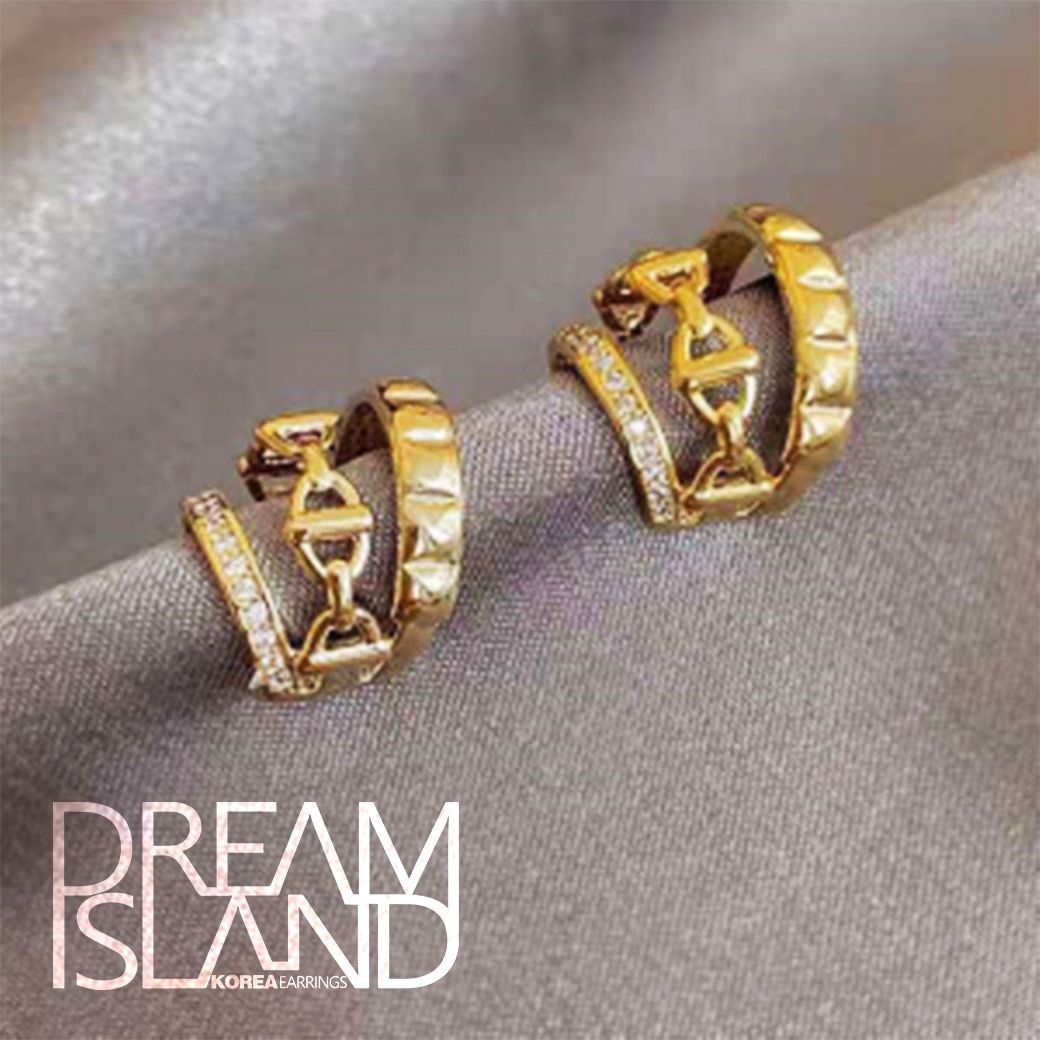 【DI耳環】【真金電鍍】鏤空設計三層耳夾無耳洞閃鑽網紅森系耳骨夾耳飾