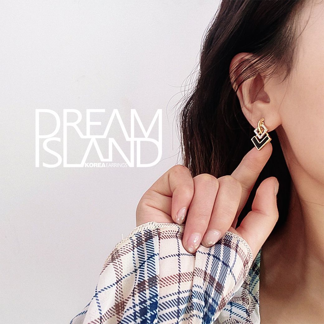 s925銀針幾何菱形耳環韓國氣質網紅耳環